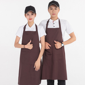 Dark Brown Polyester <b>Apron</b> One Size For <b>Work</b> Suit Drink Food Use Antifouling With Pockets - Product Image 1