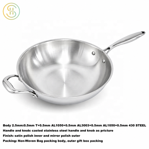 <span class=keywords><strong>Wok</strong></span> de acero inoxidable de 5 capas con cubierta de acero, <span class=keywords><strong>WOK</strong></span> de inducción chino al por mayor <span class=keywords><strong>para</strong></span> cocina casera, restaurante, cocina - Product Image 4