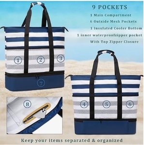 Bolsas de playa personalizadas de fábrica BSCI, bolso impermeable más fresco para mujer, <span class=keywords><strong>bolsa</strong></span> de viaje grande para <span class=keywords><strong>piscina</strong></span> y gimnasio - Product Image 4