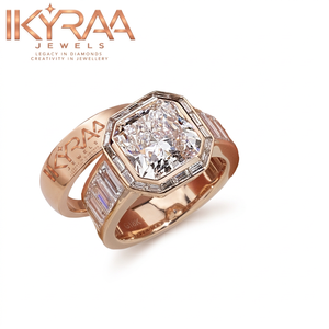 Hermoso Anillo de Compromiso y Boda con Diamante de Laboratorio de 5.1CT, Corte Asscher, Color D, Claridad VS1, Chapado en Oro Rosa de 18k, Certificado IGI - Product Image 1