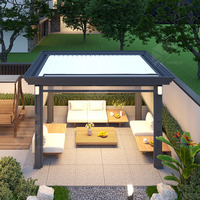 Pergola à lames orientables, imperméable, en aluminium robuste, avec éclairage LED