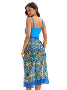 Traje de baño/ropa de playa Sexy de una pieza con diseño de espalda recortada con estampado de patrón sólido elegante para mujeres americanas europeas - Product Image 6