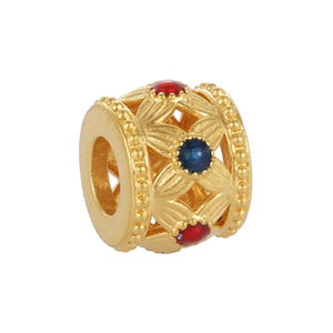 Adorno de piedras preciosas estilo chino 24K oro micro-duro pulsera de filigrana hueca con cuentas pulsera de oro puro con cuentas - Product Image 1