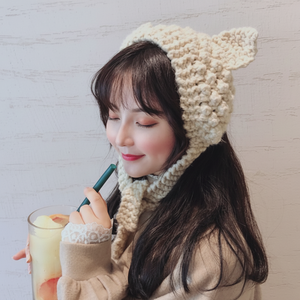 Godshop ที่ครอบหูแมวถักสำหรับผู้หญิงที่อุ่นขา5สี - Product Image 1