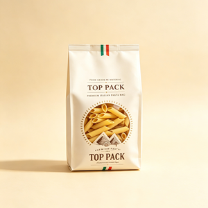 Sachet personnalisé à fond plat et huit soudures latérales avec fenêtre, faible MOQ, pour l'emballage de pâtes italiennes haut de gamme (Penne, Spaghetti) destinées aux marques de détail - Product Image 2