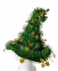 Shiny Metallic Tinsel Wizard <b>Hat</b> Star Ornament <b>Hat</b> For <b>Holiday</b> Cosplay Party - Product Image 1