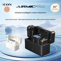 Microphone cravate omnidirectionnel sans fil Aiken AirMic Pro Mini pour caméra, réduction de bruit, léger, portable, en plastique, pour diffusion en direct