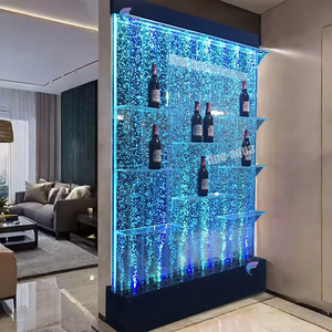 Acrylic Water Wall Panel Partition With LED Lights Contemporary Freestanding Storage Display For Bar Or Home Decor - Product Image 3