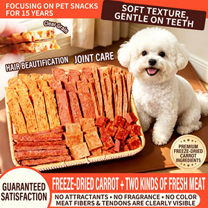 Snack <span class=keywords><strong>per</strong></span> <span class=keywords><strong>Cani</strong></span> e Gatti a Base di Pollo o Anatra Essiccato con Pezzi di Carota Liofilizzata, Naturale, a Base di <span class=keywords><strong>Carne</strong></span> e Verdure - Product Image 6