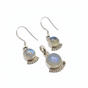 Juego de aretes de piedras preciosas de piedra lunar arcoíris de Plata de Ley 925 hechos a mano de alta calidad para mujer regalo de boda - Product Image 1
