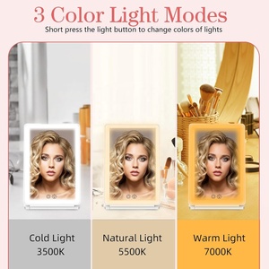 Vanity gương với đèn có thể gập lại du lịch 1X 3x Vanity gương với đèn LED Strip thắp sáng thông minh mỹ phẩm gương - Product Image 5