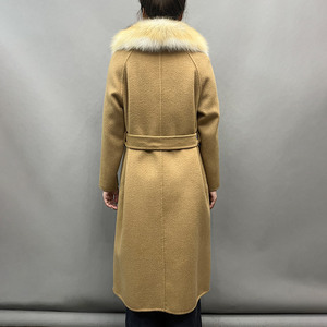Jancoco <span class=keywords><strong>Manteau</strong></span> d'hiver en laine véritable pour <span class=keywords><strong>femme</strong></span> Trench en laine ceinturé <span class=keywords><strong>Manteau</strong></span> en laine pour <span class=keywords><strong>femme</strong></span> avec col en fourrure de renard - Product Image 2