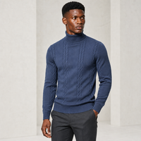 Pull col roulé en maille torsadée coupe ajustée côtelé extensible à manches longues pour homme automne hiver vente en gros
