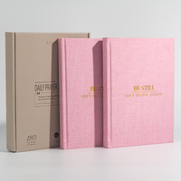 Journal de Prière Quotidien Personnalisé Format A5 à Couverture Rigide en Lin, Planificateur d'Affirmation, de Gratitude et de Soins Personnels, Carnet de Manifestation Imprimé pour la Prière