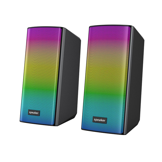 E-1080 Fashion Stereo Sound USB2.0 Multimedia Subwoofer RGB Colorful Light Bluetooth Speakers Desktop for PC Computer