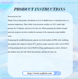 TOPBIO Trypticase, Caldo de Soya (500g por Botella, Polvo <span class=keywords><strong>Seco</strong></span>) para Enriquecimiento Bacteriano, Cultivo, Método MPN, Staphylococcus, OEM - Product Image 4