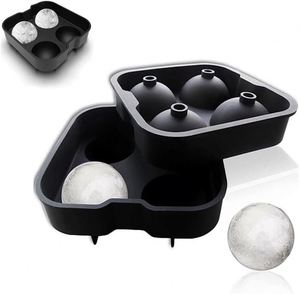 4 Grid Ice Ball <b>Makers</b>, Reusable 1.57 Inch Silicone Ice Cube Trays, Easy Release Silicone Round Sphere Ice Cube Mold with Funnel - Product Image 5