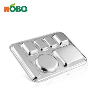 Bandeja de Comida de Acero Inoxidable para Uso Escolar, Bandeja de Comida Rápida para Cafetería con 7 Compartimentos - Product Image 3