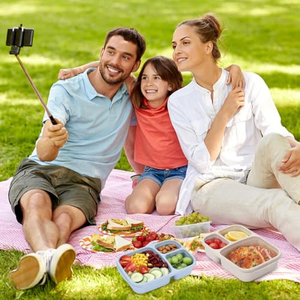 Ensemble de boîtes à lunch Bento en plastique à 3 compartiments, contenants de préparation de repas en paille de blé, compatibles micro-ondes et lave-vaisselle - Product Image 3