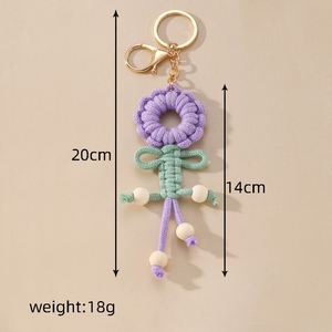 New Cute Hand Woven Flower Keychain Simple Boho <b>Backpack</b> Pendant Creative Fresh Girl Style Bag Charm Pendant - Product Image 4
