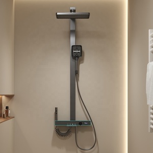 <span class=keywords><strong>TIKTOK</strong></span> Sistema de ducha de cascada de latón blanco con pantalla tipo teclado de piano, montado en la pared, grifo para baño y bañera - Product Image 4
