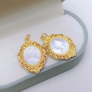 Accessoires de bijouterie Xinfly en gros, pendentif vintage en or véritable 18 carats, coquille blanche, breloques Au750 - Product Image 3