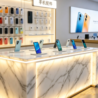 Exhibidor de Acrílico Personalizado con Diseño Moderno de Mármol Natural para Teléfonos Celulares, Mostrador para Hotel, Tienda de Celulares, Estante de Exhibición