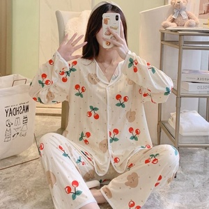 Dames Nachtkleding Tweedelige Huiskleding Melk Herfst Lente Dunne Broek Met Lange Mouwen Pyjama Dames Nachtjapon Ijs Zijde Loungekleding - Product Image 4
