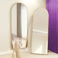 Miroir sur pied arqué contemporain tendance, fait main, écologique, personnalisé, en argent, pleine longueur 60*165cm