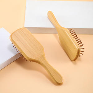 Kysiea Ensemble de brosses à cheveux en bambou pour massage du cuir chevelu, avec vibration et chaleur instantanée, modèles ovale moyen et carré 20cm+, en bambou Nan, design personnalisé pour - Product Image 2