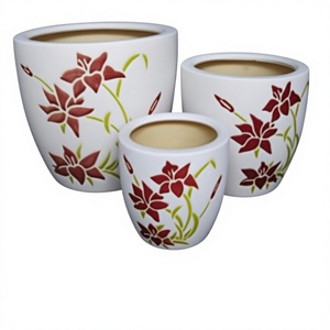 Pots à fleurs en céramique écologiques faits à la main, émaillés, pour l'extérieur, jardinières, utilisation en jardin, décoration de jardin intérieur, Dai Phong Lan CERA-251 - Product Image 2