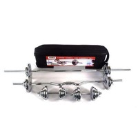 Ensemble de 55 kg de plaques de poids et barre de curl en fonte – Équipement de gym à domicile pour développations couchées et squats