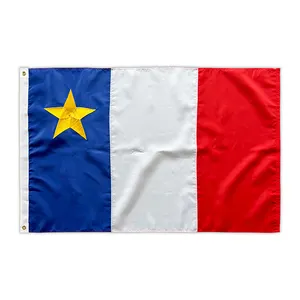 Grosir 100% poliester 3X5 kaki poliester biru putih merah Acadia bendera Bahari