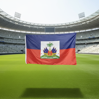 Drapeau de cape personnalisé 3x5 pieds aux couleurs vives pour les événements de football, la fête nationale, les jeux sportifs, drapeau haïtien