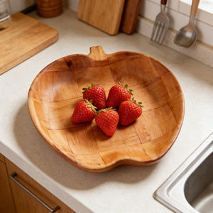Large Solid Wood Eco-Friendly Handcrafted Novelty Style Serving <b>Bowls</b> Custom Logo Durable <b>Plastic</b> Coating Natural Grain for - Product Image 6