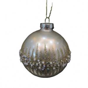 Adornos Navideños de Cristal Pintados a Mano en Oro Mate Champán de 8 cm para Colgar en el Árbol de Navidad - Product Image 1