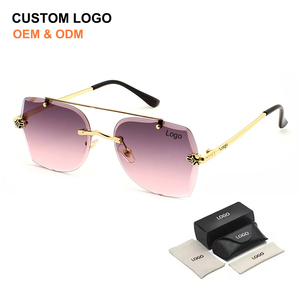 Gafas de Sol de Diseño con Montura Metálica Dorada y Lentes Degradadas, Protección UV400 de Lujo 2025, Gafas de Sol sin Montura de Marca de Moda para Hombre y Mujer - Product Image 1