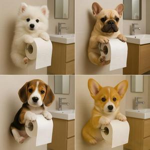 Lindo Soporte de <span class=keywords><strong>Papel</strong></span> Higiénico de Resina con Forma de Perro, Soporte para Rollo de <span class=keywords><strong>Papel</strong></span>, Decoración para Baño, Adorno Artesanal para Colgar en la Pared, Regalo para Fiestas - Product Image 2