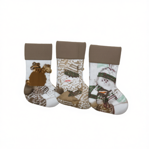 Christmas Ankle Socks Women's Polyester Knitted Snowman Pattern Winter Thermo 23x47cm 3 Styles 10 Packs Each - Product Image 1