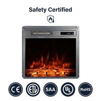 Cheminée électrique encastrable de 18 pouces avec flamme LED, télécommande et fonction de chauffage pour usage domestique