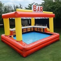 Bar de piscine gonflable portable pour adultes, fête en plein air, bar de piscine gonflable pour cour, tente de bar gonflable, plateforme de pub gonflable avec sièges