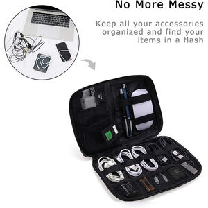 Estuche Organizador de Electrónicos para Viaje, Bolsa Pequeña para Cables y Accesorios Esenciales para Hombres y Mujeres, Organizador de Cables para Teléfono y Tarjetas SD, Color Negro - Product Image 5