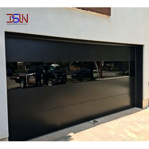 Porte de garage sectionnelle automatique en aluminium avec cadre noir intégral en alliage d'aluminium et verre, moderne, de luxe, pour villa, haute qualité, taille personnalisée - Product Image 1