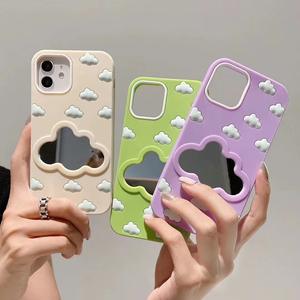 Carcasas Para Celulares custodie per telefono specchio trucco per <span class=keywords><strong>iPhone</strong></span> 14 13 12 11 Cover posteriore nuvola 3D carina per donna ragazza - Product Image 2