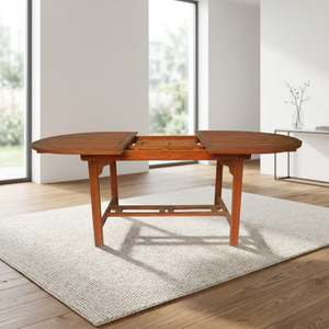 Offre Spéciale – Table Ovale Pliante de 1,80 m en Bois Massif de Chêne avec Plateau en Verre, Luxe, Classique, Moderne, Réglable et Convertible pour la Maison - Product Image 1