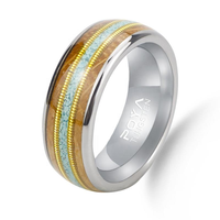Cincin Tungsten Carbide 8mm Kayu Tong Whiskey, Turquoise, Perak Senar Gitar, Polesan Halus, Perhiasan Pernikahan/Pertunangan Pasangan