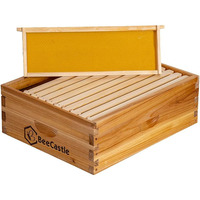 10-Rahmen-Mittelgroßer Super-Bienenstock Langstroth Honigbienenstock 100% Bienenwachs getauchtes Holz Modern Inklusive Bienenstockrahmen Wachs