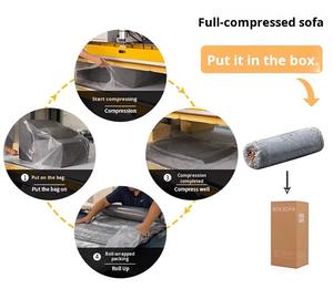 طقم أريكة مضغوط بالتفريغ أسود اللون بتصميم عتيق من قماش الكوردروي وإطار من البي في سي وإسفنج نقي لغرفة المعيشة والسرير متعدد الاستخدامات قابل للإزالة والغسل - Product Image 6