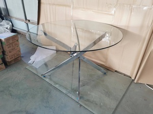 YWJ Yaweijia Fábrica <span class=keywords><strong>popular</strong></span> Mesas de cocina Patas de mesa de vidrio Muebles de <span class=keywords><strong>metal</strong></span> cromado Mesa moderna - Product Image 4