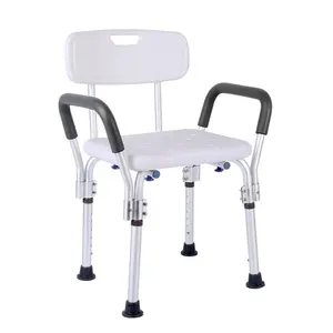 Регулируемое по высоте алюминиевое душевое кресло для ванной комнаты со съемным подлокотниками для пожилых людей